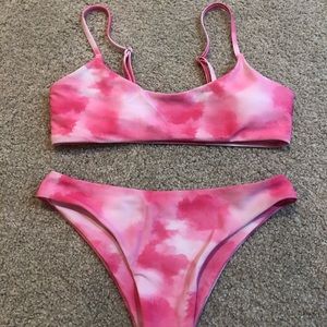 pink tie dye shein bikini size small
